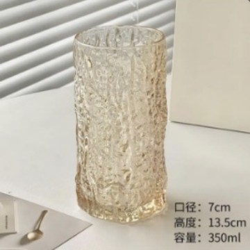 シンプルins風網赤樹皮紋金辺ジュースカップ高颜値家庭用ガラスカップビールグラス|undefined