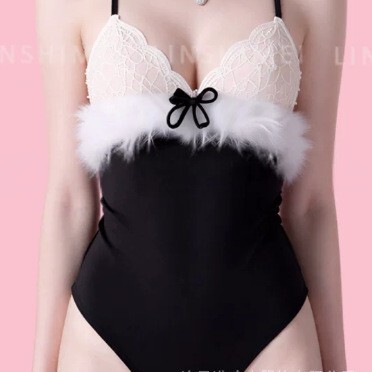 Sexy Lingerie, Hot and Sexy Role-Playing Uniform, Bunny Girl Lace Suspender Jumpsuit, Women's Pajama Set