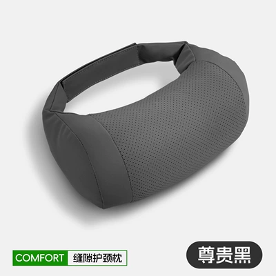 Car Interior Accessories Lumbar – Headrest - bone-pillow-leather-velvet-premium-black-head-pillow-1-piece