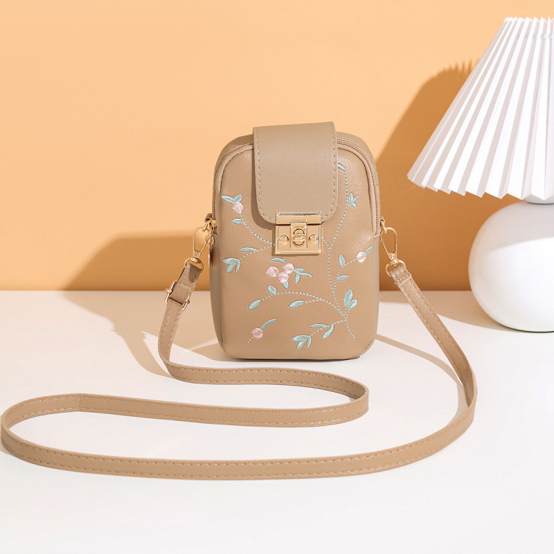 Bolso de mujer 2025 moda casual versátil bordado cierre cremallera bolso de hombro vertical bolso de teléfono móvil mochila image 8