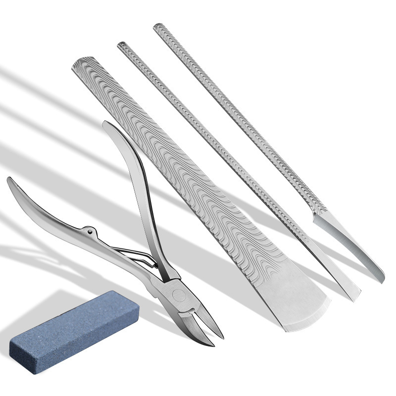 Cuchillo inclinado herramientas de pinza de uñas grises cuchillo de pedicura profesional cuchillo de excavación cuchillo de ojo de gallina para recoger la zanja de uñas conjunto de uña incrustada una sola pieza
