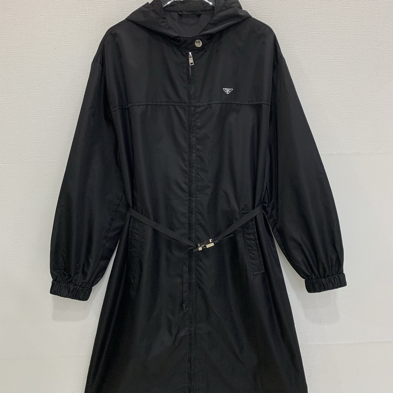 Nanyou High-End Women's Clothing 2026 Summer Prad New Simple Nylon Hooded Belted Mid-Length Trench Coat for Women Nanyou High-End Women's Clothing 2026 Summer Prad New Simple Nylon Hooded Belted Mid-Length Trench Coat for Women