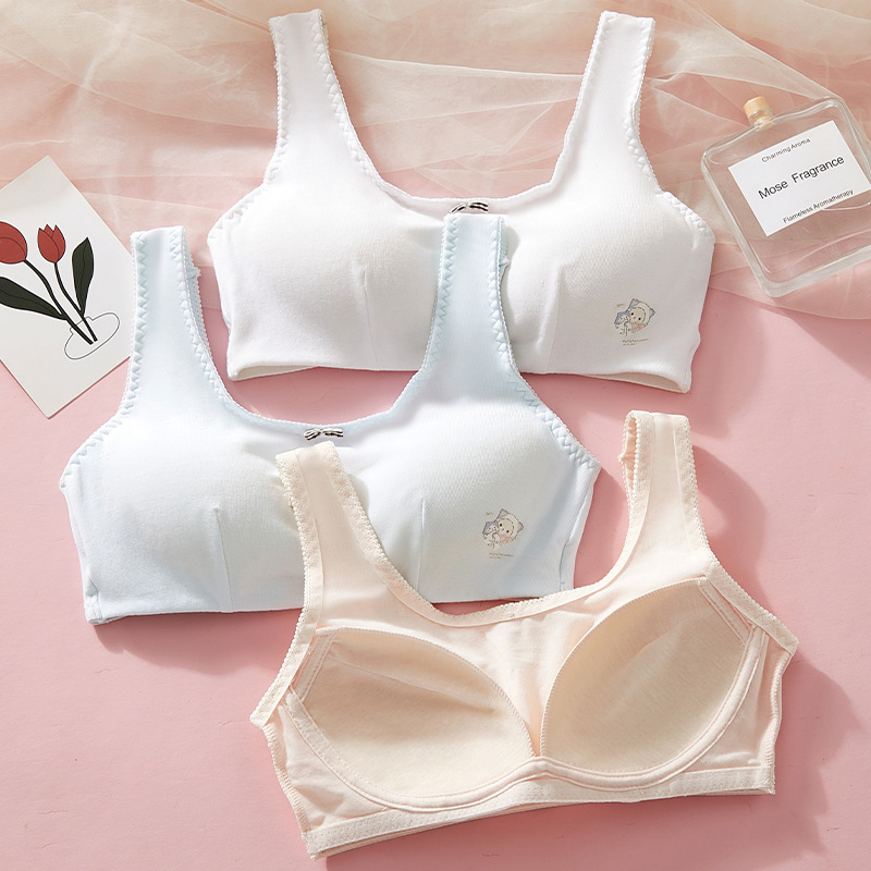 Modal Girls' Vest for Young Girls Transitioning to Puberty, Anti-Bump Fixed Cup, Wireless Summer Bra Underwear Modal Girls' Vest for Young Girls Transitioning to Puberty, Anti-Bump Fixed Cup, Wireless Summer Bra Underwear