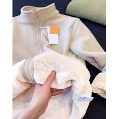 秋の女性用ポーラーフリースジャケット、厚いシェルパスウェットシャツ、フリースジャケットライナー付き、2025新しいスタイル