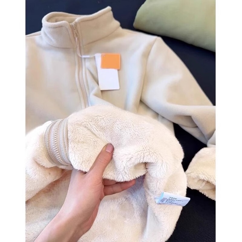 Fleece Jacket for Women, Cardigan with Added Fleece, Lamb Wool Sweatshirt, Fleece Lining, Ultra-Thick Jacket Liner, 2025 New Model