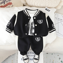 2025年新款男童时尚套装小童春秋装男孩宝宝洋气运动三件套痞帅装