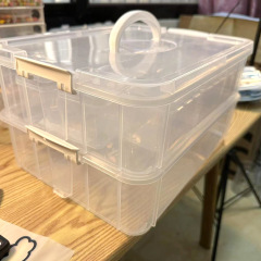 レゴ収納ケース二重積み木玩具整理箱プラスチックケース蓋付きデスクトップ大容量工具箱