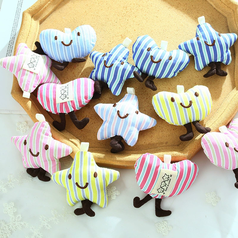 Креативный мультфильм в полоску хлопчатобумажная любовь обувь и аксессуары милый смайлик пятиконечная звезда кукла сумка подвеска оптом