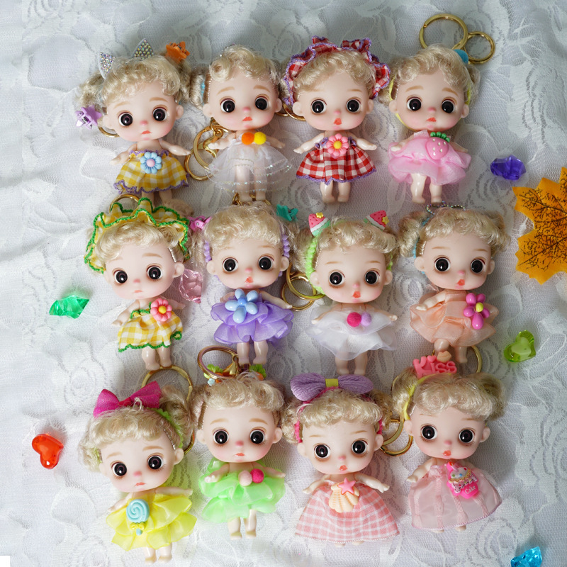 Cartoon Three-Dimensional Doll Dress-Up Doll Doll Keychain Car School Bag Pendant Backpack Keychain Gift Wholesale