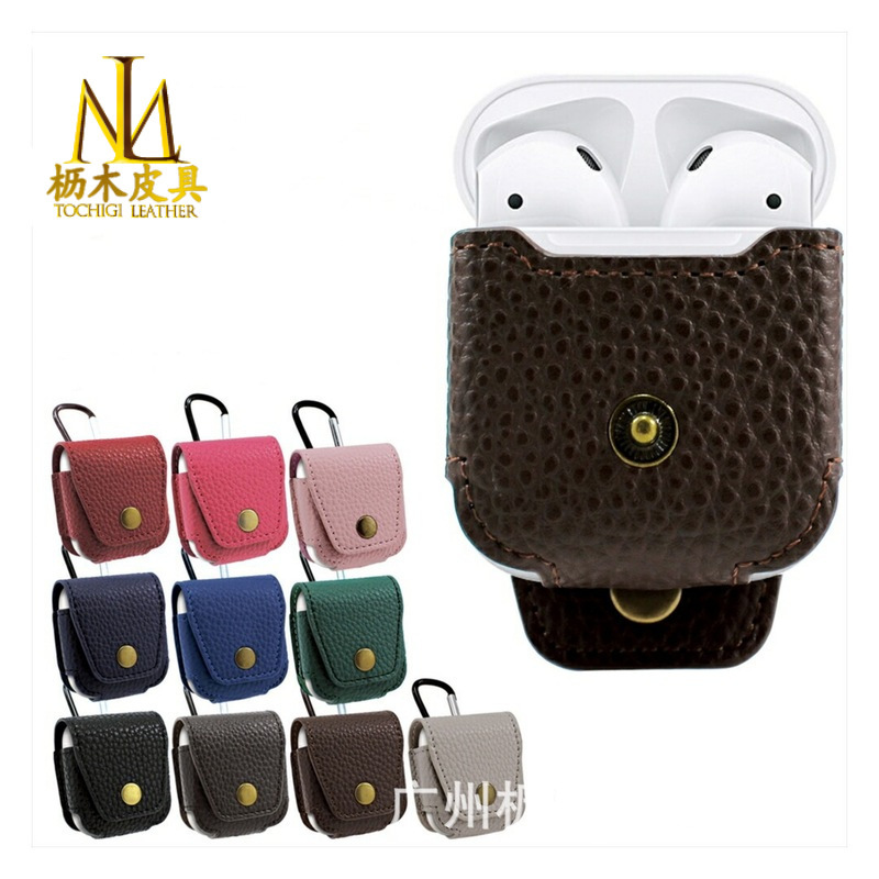 Korean Style New Litchi Pattern Leather Apple Bluetooth Headset Case Airpods 123 Generation Universal Headset Case