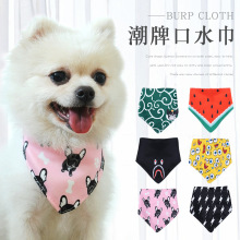 潮牌宠物口水巾 棉布印花狗狗三角巾 万圣节猫咪围脖宠物狗狗围巾