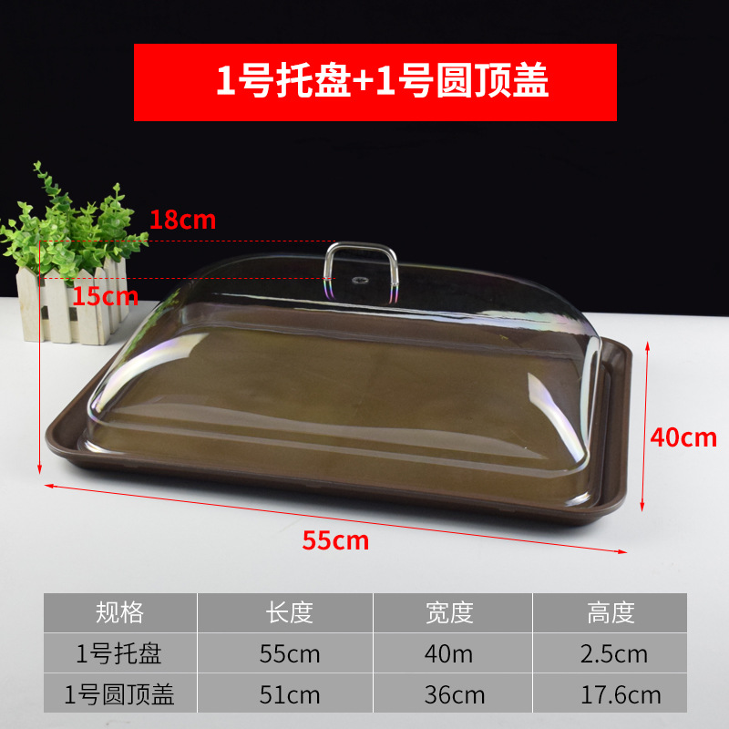Bandeja de verduras con tapa transparente de aislamiento térmico cubierta de polvo cubierta de alimentos restaurante yuezi Club plato de comida antideslizante de plástico