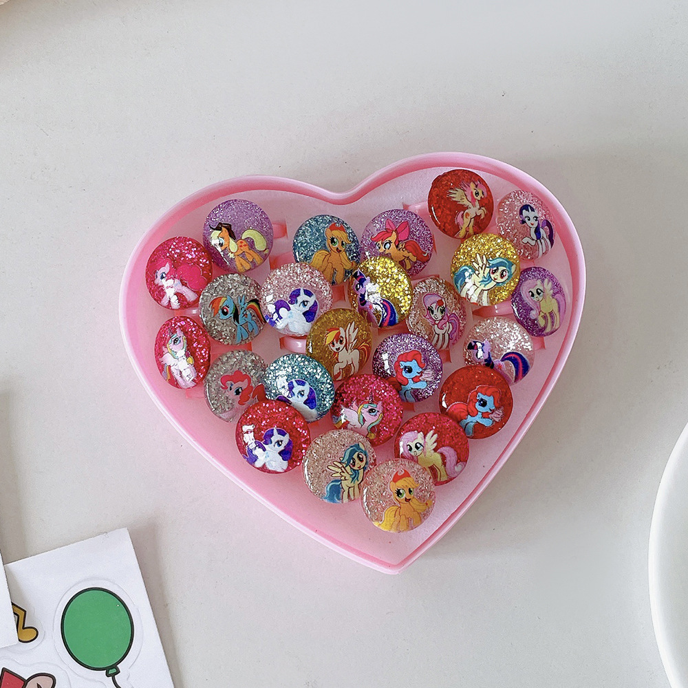 Nuevo anillo para niños sirena anillo para niños una caja de anillos de joyas para niñas juego de juguetes para niñas