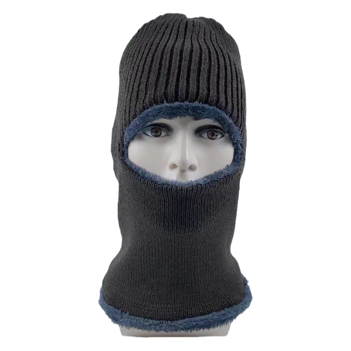 Autumn and Winter Knitted Integrated Hat Electric Bicycle Riding Headgear Cold-proof Windproof Warm Velvet Hat Men's Mask Middle-aged and Elderly
