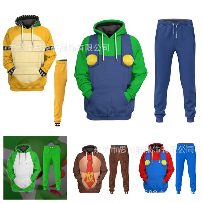 Super Mario Brothers Mario Sweatshirt Cosplay 3D Digital Printing Fashion Short-Sleeved Hooded Children's Clothing Super Mario Brothers Mario Sweatshirt Cosplay 3D Digital Printing Fashion Short-Sleeved Hooded Children's Clothing