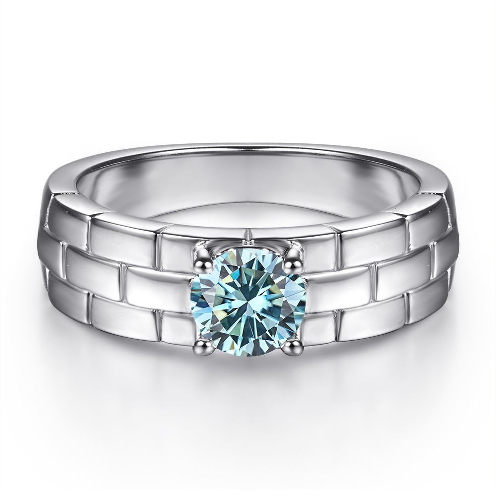 Explosiones transfronterizas 5MM0.5 quilates 925 anillo de plata esterlina creativo de moda correa de reloj con anillo de moissanita