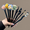 Antiquity Shriveled Flower Hairpin temperament Simplicity Ball Hair Flaxen Hair Hairpin Hanfu Zan hairpin Hairpin Headdress