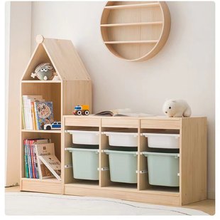 Children's Room Toy Storage Rack Living Room Baby Sorting Cabinet Large Capacity Floor Solid Wood Storage Rack Storage Cabinet