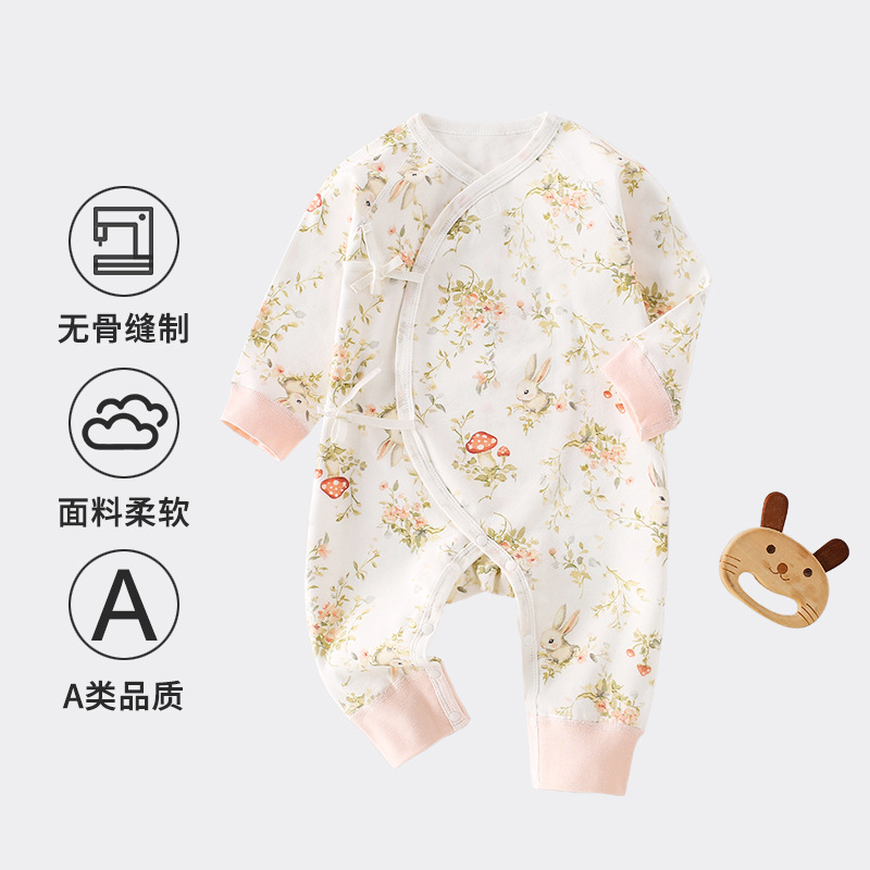 A clase de algodón mono vestido de mariposa ropa de bebé de un mes de edad ropa de primavera primavera primavera y otoño bebé sin hueso de manga larga ropa de escalada