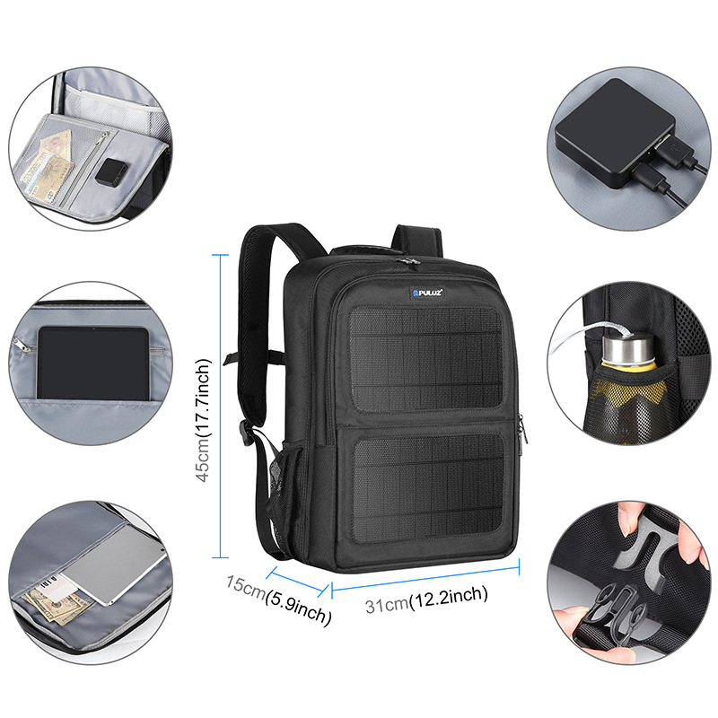 Mochila PULUZ Fat Cow para Fotografía Solar, Bolsa para Portátil, Bolsa de Almacenamiento Impermeable para Fotografía al Aire Libre