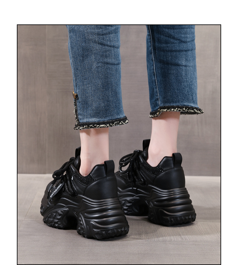 Giày sneaker nữ đế dày tăng chiều cao phong cách bánh xốp — Màu be chi tiết 16