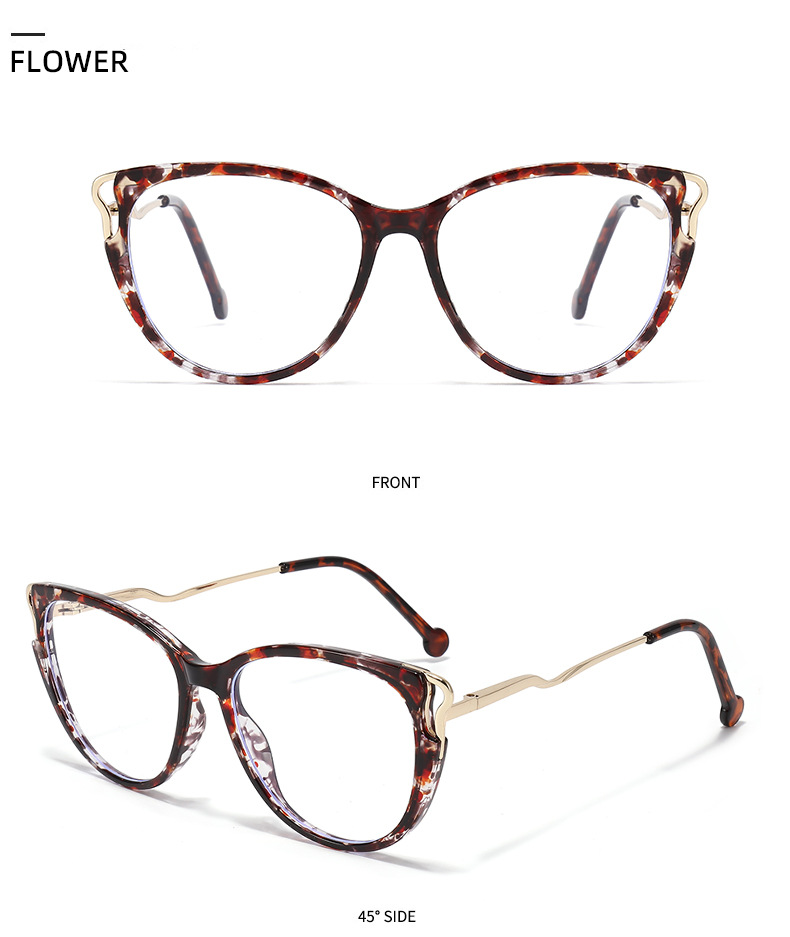Lunettes rétro œil de chat anti-lumière bleue, monture haut de gamme, unisexe, cerclées en métal, pour hommes et femmes._voghion.com
