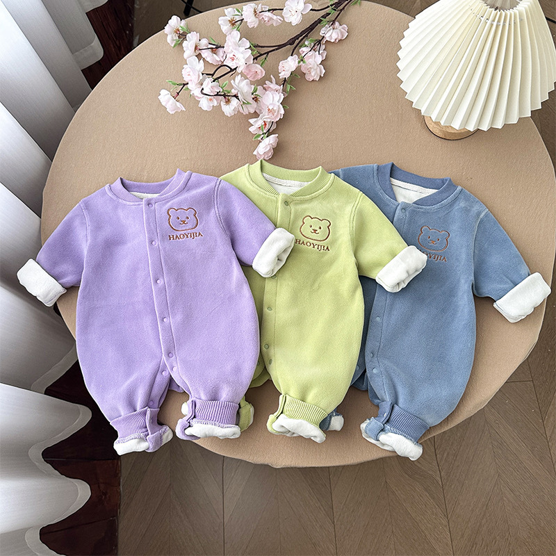 Mono cálido con mameluco más engrosamiento de terciopelo para hombres y mujeres pijamas de ropa a domicilio para bebés otoño e invierno para bebés