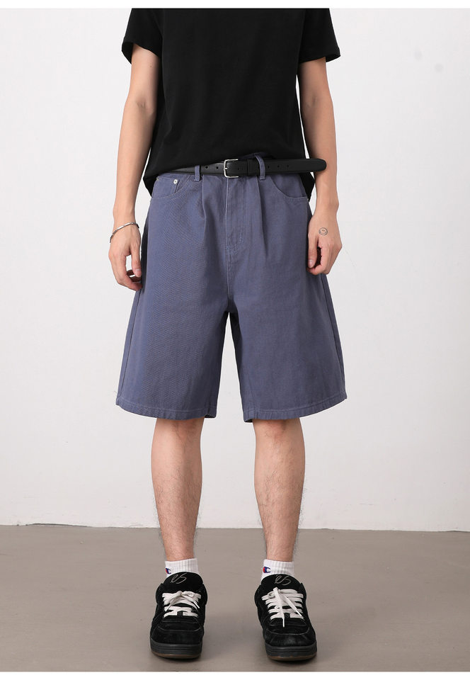 Quần short nam dáng rộng ống đứng, quần lửng phong cách Hàn Quốc, mặc hằng ngày — Màu be, Màu kaki, Màu nâu cà phê, Xanh Pháp Công chi tiết 21
