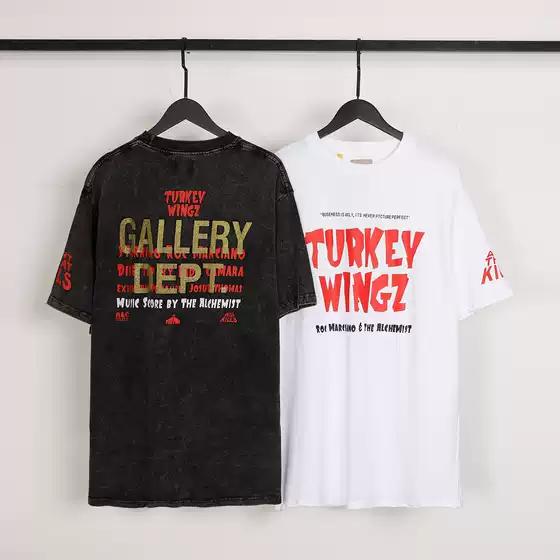 American Style Retro Fashion Brand gallery dept Gallery Letter Printing Unisex Loose Double Yarn All-Match Short-Sleeved T-Shirt