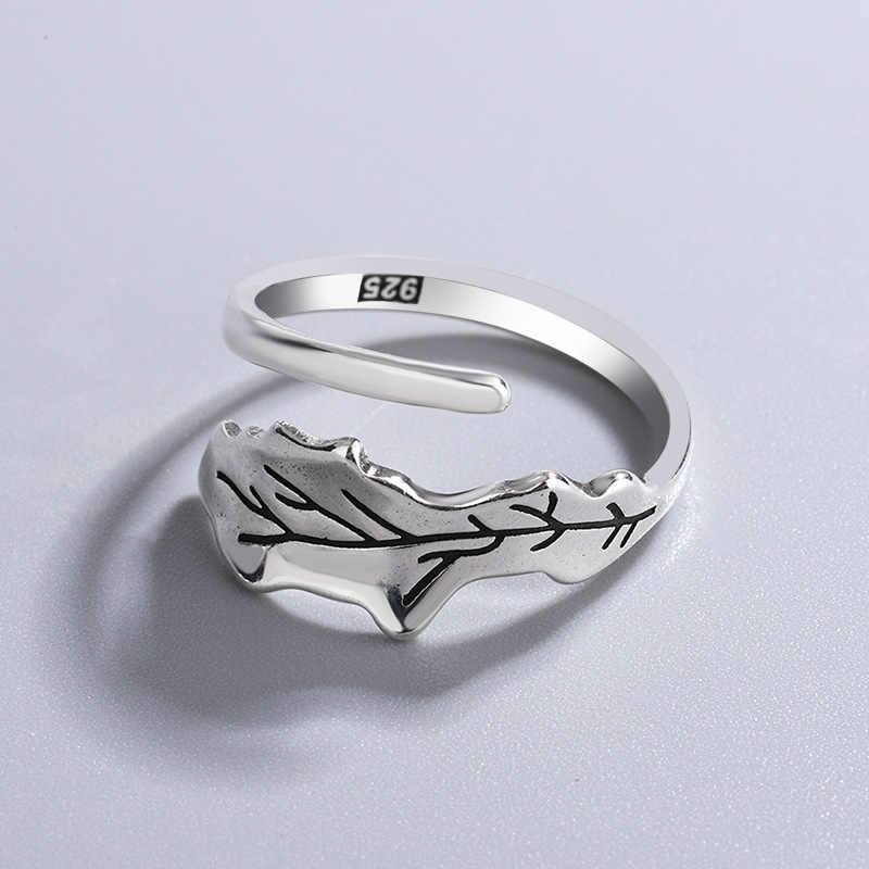 Punk retro apenado flor en forma de serpiente anillo de la estrella personalidad de alto sentido plata tailandesa Hipster anillo de entrega de una sola pieza femenina