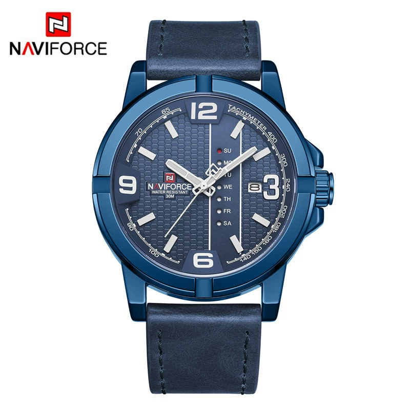 Naviforce Lingxiang 9177 новый мужской часы персонализированный циферблат кожаная игла выемка сплав недельный календарь стекло