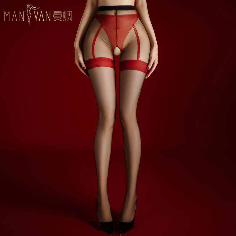 Vintage-Style Faux Garter Stockings Open-Crotch Pantyhose Sexy Lightweight Sheer High-Waisted Erotic Stockings 7101 Vintage-Style Faux Garter Stockings Open-Crotch Pantyhose Sexy Lightweight Sheer High-Waisted Erotic Stockings 7101