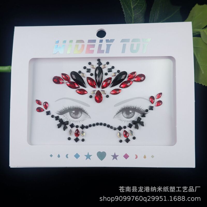 New Masquerade Tattoo Stickers Cat Face DIY Jewelry Face Diamond Stickers Acrylic Diamond Face Stickers European and American Makeup