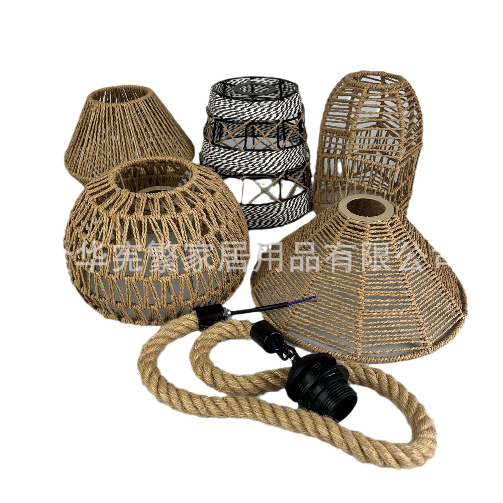 Residencia nórdica retro cuerda de cáñamo hueco trenzado lámpara E27 accesorios decoración estudio sala de estar nicho trenzado a mano