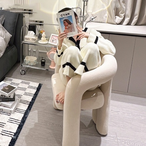Xiaohongshu New Nail Stool for Home Use, Internet Celebrity Bedroom Vanity Chair, Modern Cream Style Designer Backed Dining Chair