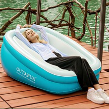 新品PVC植绒充气沙发网红款单人小窝沙发一件自动充气露营沙发