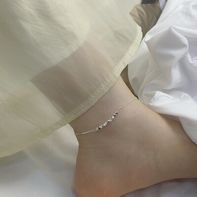 S925純銀小衆設計碎銀子腳鏈簡約百搭時尚