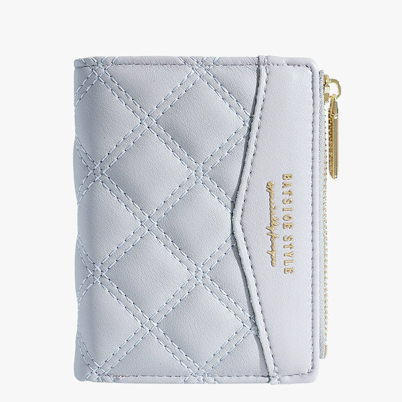 Кошелек женский короткий (BATSIOE) стеганый TPU для карт и монет — 11.5×9×2 см, стиль студента