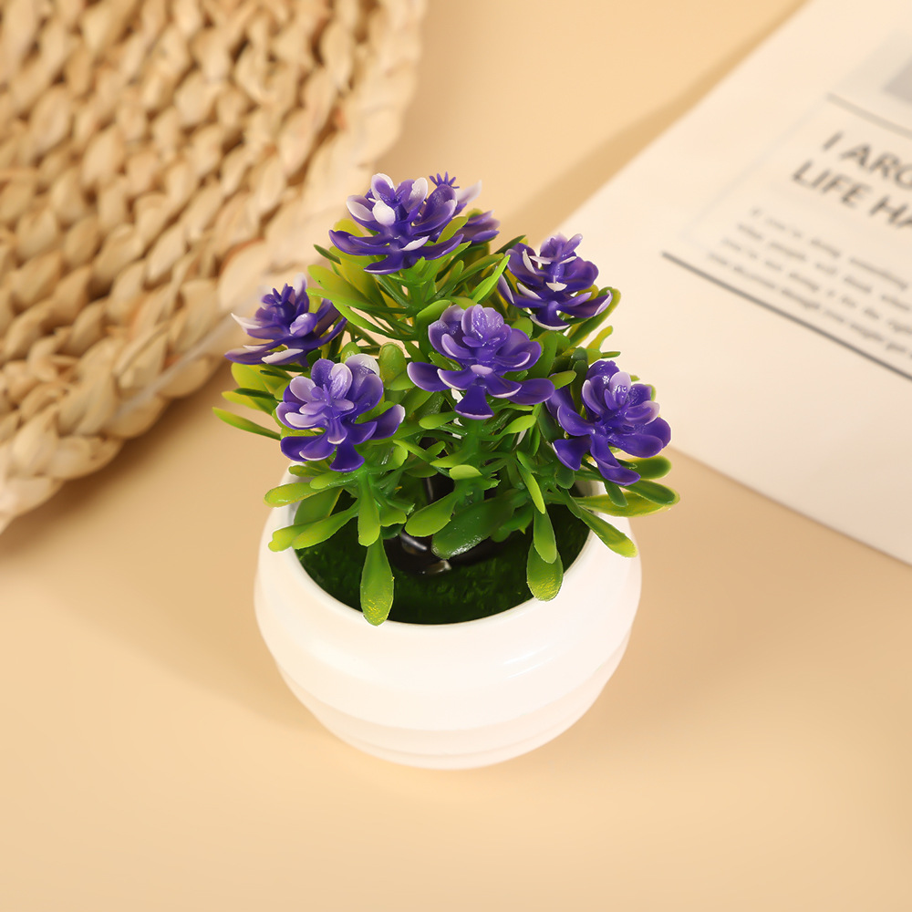 Simulación europea 7 flores de loto bonsai decoración interior de oficina flores falsas en maceta casa sala de estar decoración de escritorio verde