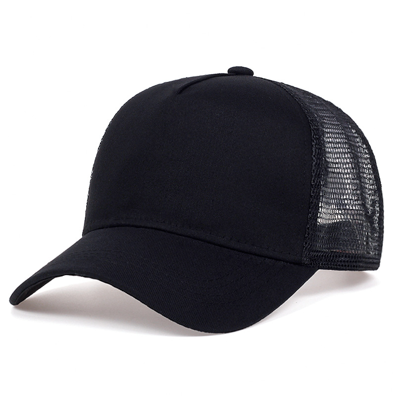 Unisex Basic solid color light plate breathable baseball cap Summer sunnet hat five piece hat Trucker hat_voghion.com