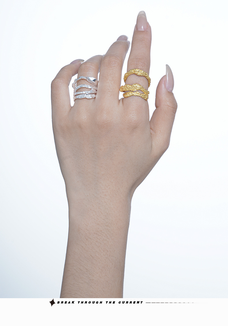 Fashion Solid Color Silver Plating Hollow Out Open Ring 1 Piece