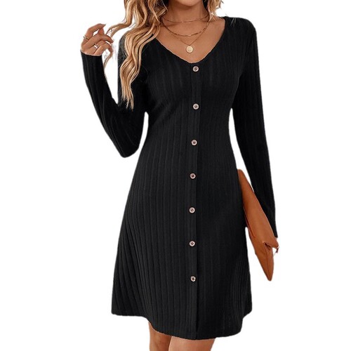 Beach dress for summer vacation in Europe and America, long-sleeved, waist-cinching, V-neck, fur-like dress