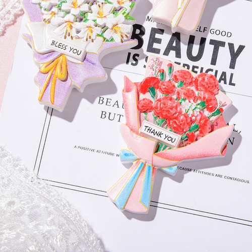 Bouquet Resin Refrigerator Magnet Creative Family Gift Decoration Magnetic Sticker Three-dimensional Fresh Little Cute Refrigerator Magnet