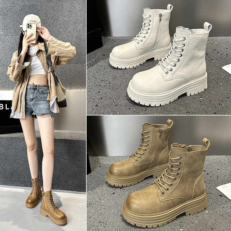 Thick-Soled Martin Boots for Women 2026 Retro Versatile Casual Short Boots Fashionable Sports Yellow Boots Breathable in Stock for Summer Thick-Soled Martin Boots for Women 2026 Retro Versatile Casual Short Boots Fashionable Sports Yellow Boots Breathable in Stock for Summer