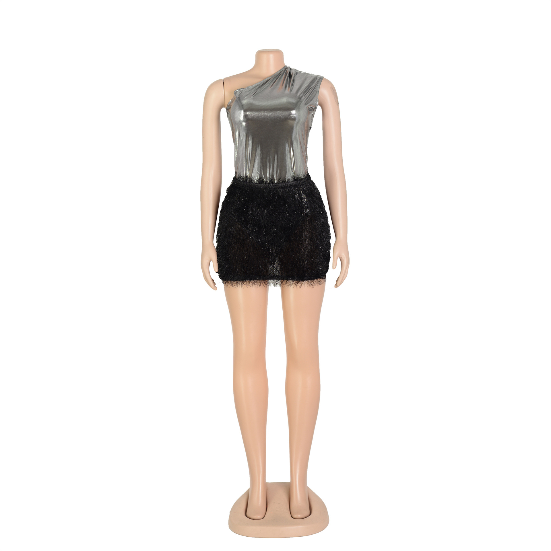 Women Clothing Skirt Set Jumpsuit Glossy Sexy Skirt Two Piece Set