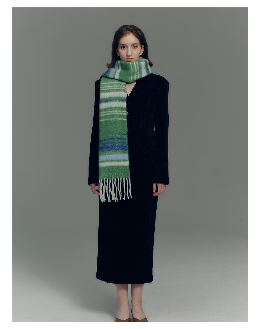 Sciarpa a righe design uomo e donna in morbido finto cashmere_voghion.com