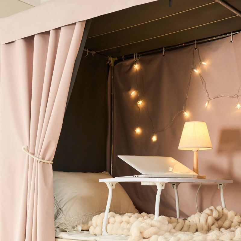 Student Dormitory 100% Full Blackout Bed Curtain Upper Bunk and Lower Bunk Men's and Women's Dormitory Simple Bed Curtain Privacy Enclosure Insulation Curtain