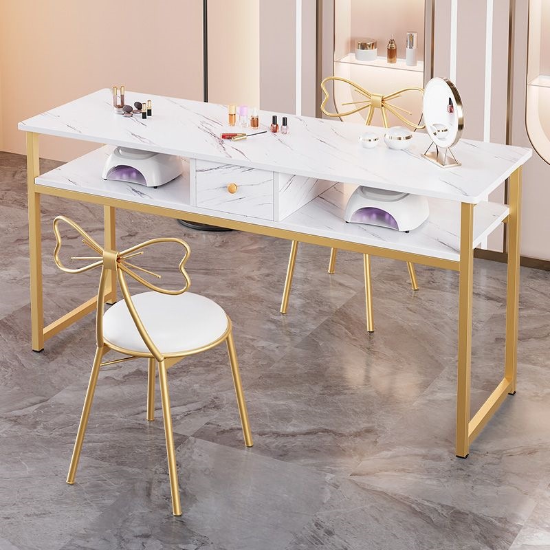 Nail Salon Table and Chair Set, Double Japanese-Style Trendy Table, Dressing Table, Light Luxury, Simple Modern, Extended Single Nail Table