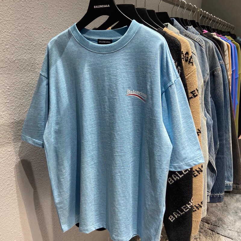 Real Shot of Correct Version B Family Paris Classic Coke Wave Loose Short-Sleeved High Version T-Shirt for Men and Women, Loose and Trendy