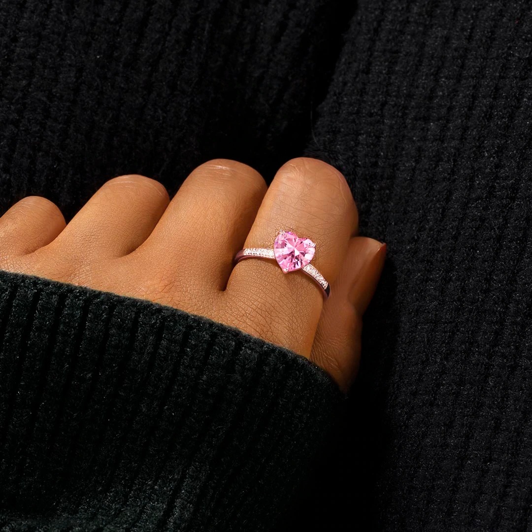 925 Sterling Silver Material 925 Sterling Silver Zircon Heart Shape Rings